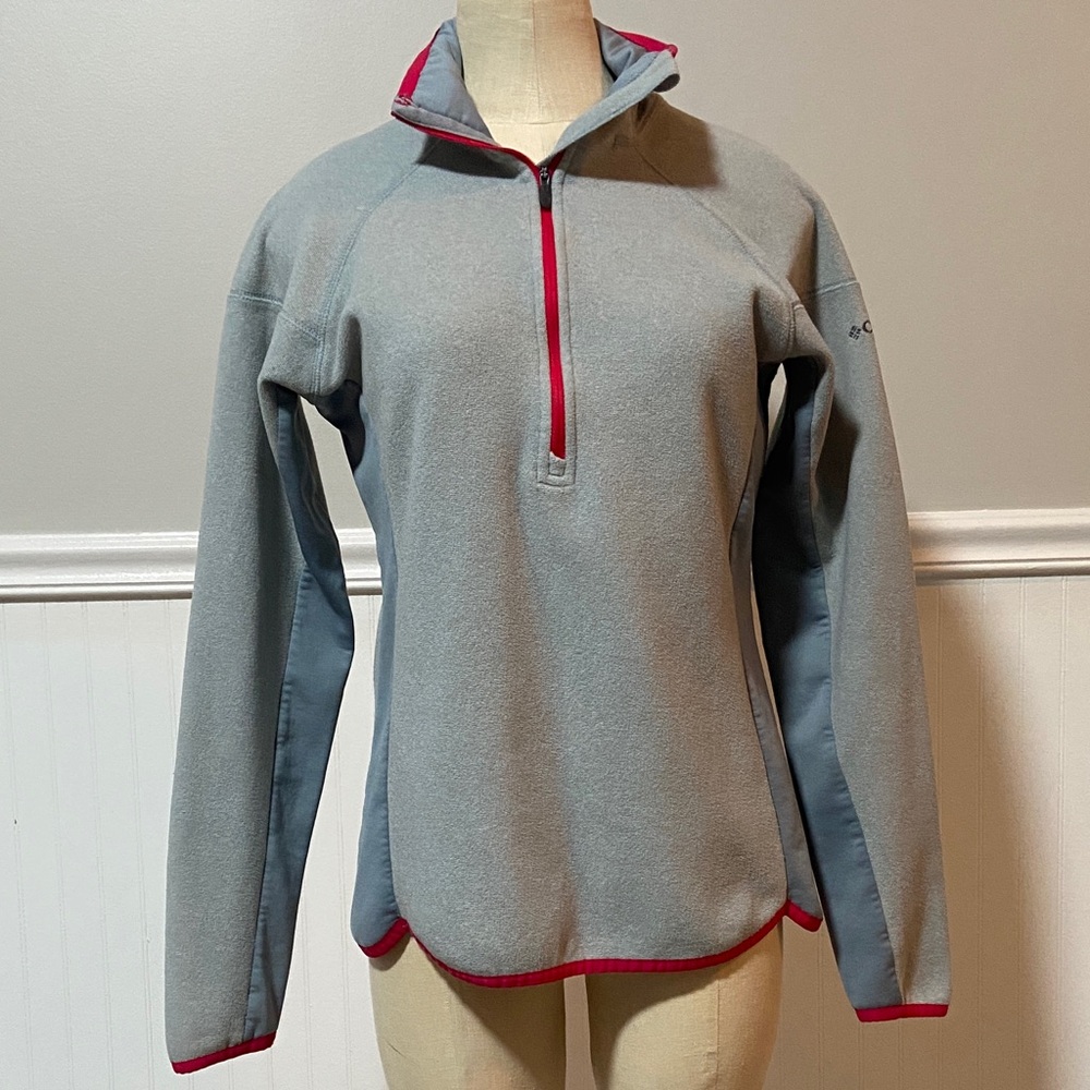 Columbia Women's Gray and Red 1/4 Zip-Up Fleece Pullover